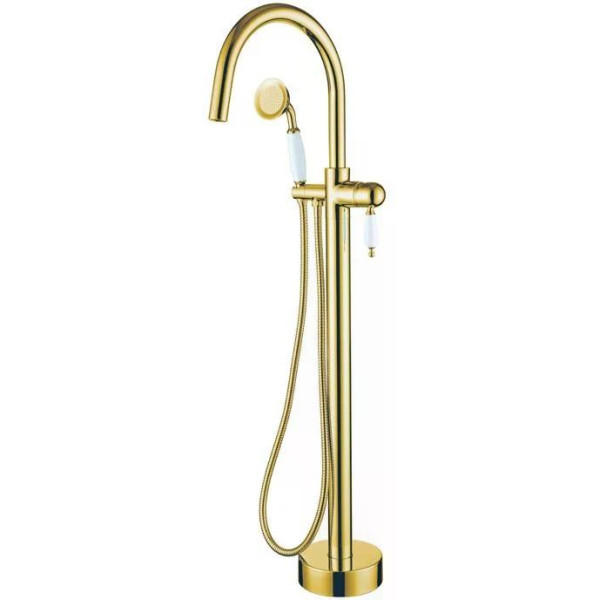 Смеситель напольный Boheme Imperiale золотой с душевым комплектом (289)