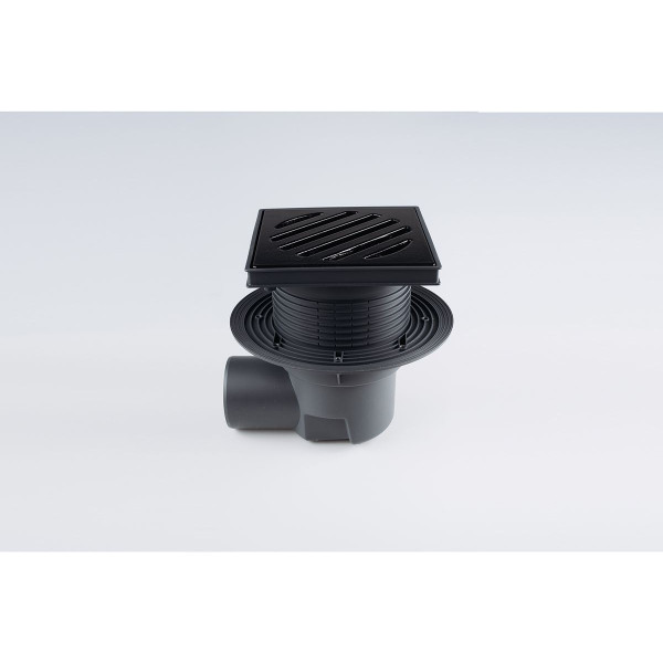 Трап регулируемый Fachmann T 615.0 PNsG 260x260 горизонтальный выпуск DN 110 с корзинкой и незамерзающим гидрозатвором, без прижимного фланца, решетка