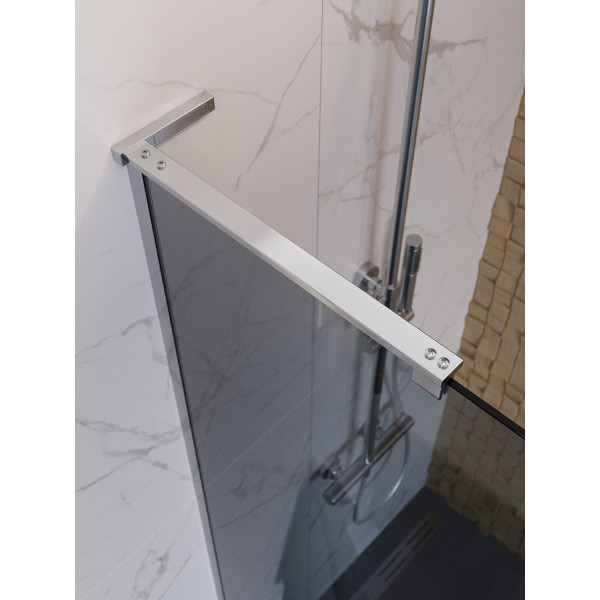 Душевое ограждение BelBagno Uno 100x200 стекло тонированное графит, профиль хром глянцевый (UNO-L-1-TB-100-GR-Cr)