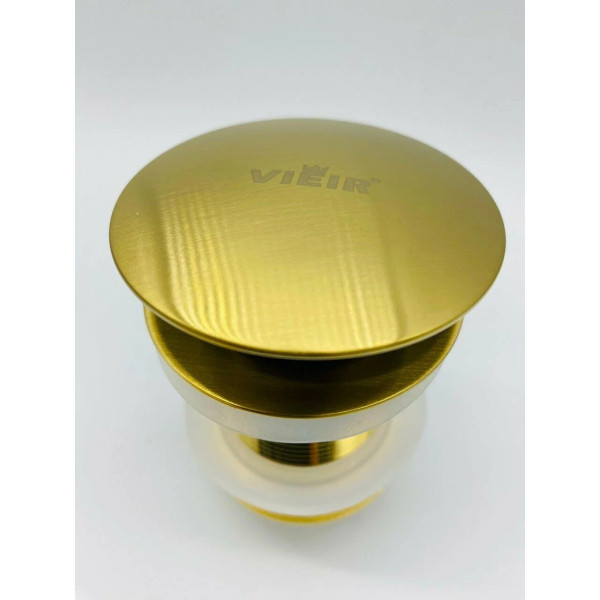 Донный клапан для раковины Vieir 1 1/4" (32 мм.), 67 мм. Quick Clac без перелива (латунь, золото) (VER21AS)