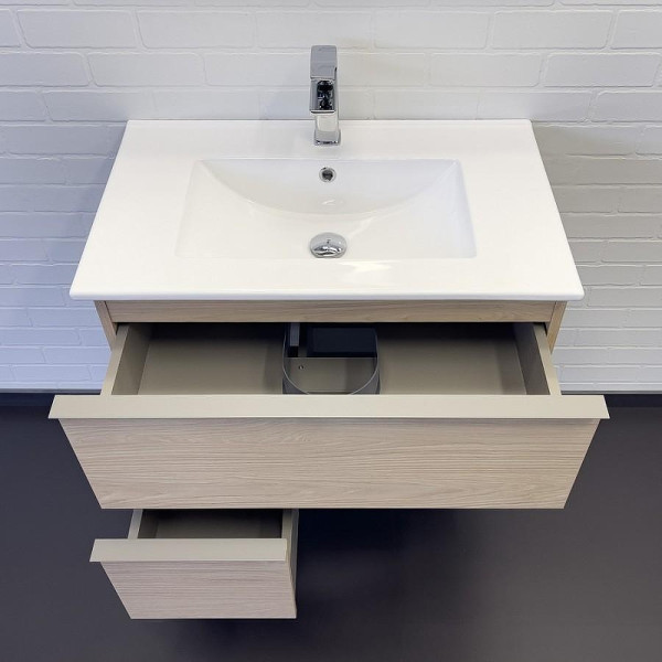 Тумба подвесная с раковиной Comforty Тургояк 750x465x560 дуб светлый (00-00020597)