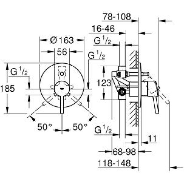 Смеситель для ванны и душа Grohe Concetto new (32214001) Смеситель для ванны и душа Grohe Concetto new (32214001)