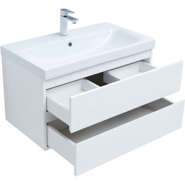 Тумба подвесная Aquanet Беркли 80 белый глянец (2 ящика) (00302351)