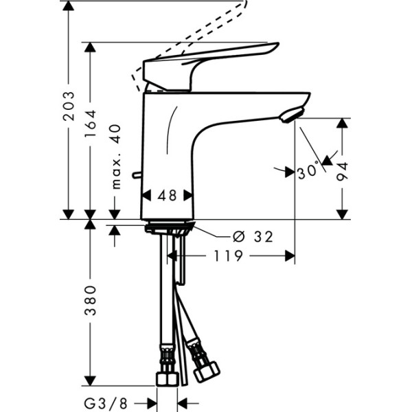 Смеситель для раковины Hansgrohe Logis E хром, с донным клапаном (71161000)