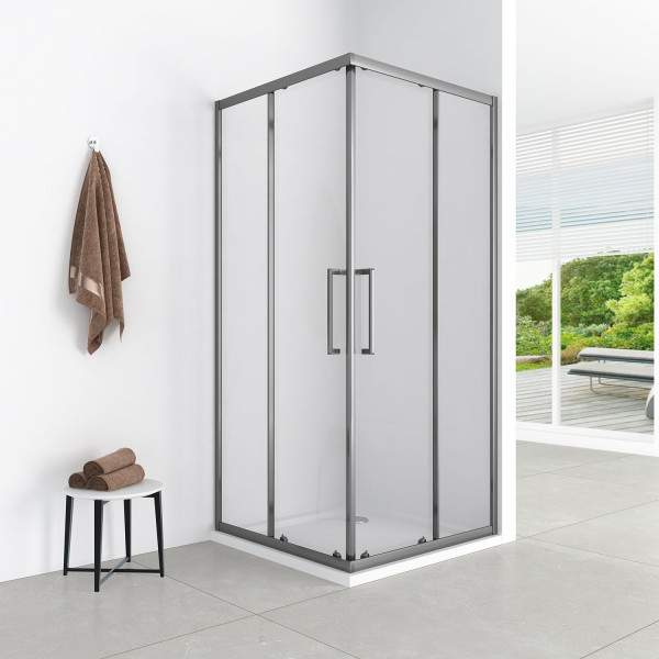 Душевой уголок Loranto 90x90x190 стекло прозрачное, профиль серый матовый (CS-AB01GG-90)