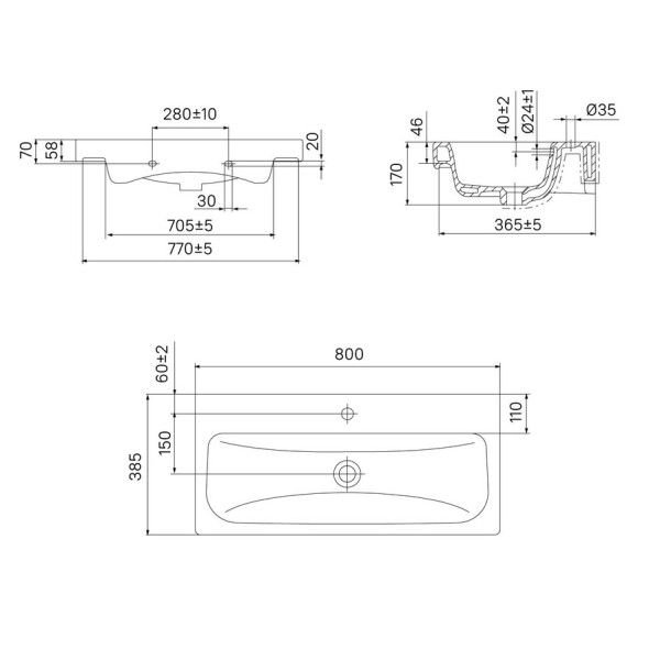 Раковина встраиваемая Iddis Optima Home 80x35 белая (3508000i28)