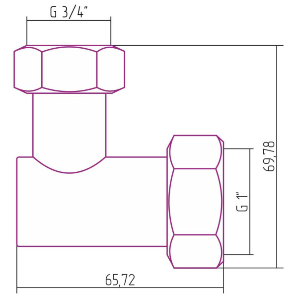Уголок переходной Сунержа стилье 1x3/4" накидная гайка (02001-1034)