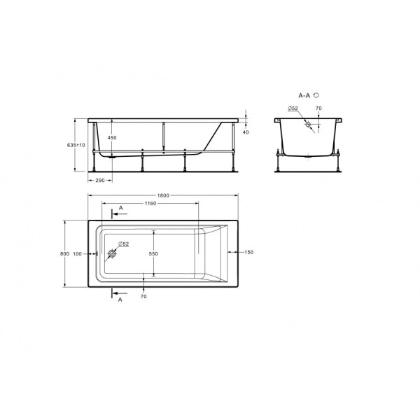 Ванна акриловая Roca Easy 80x180x45 белая (7.2486.1.80.0)