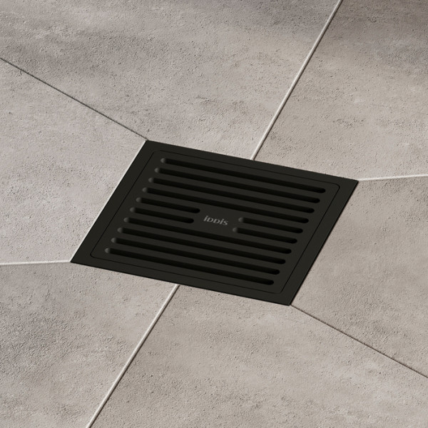 Трап душевой 100х100 мм вертикальный выпуск сухой затвор матовый черный Iddis (980CV10BL3DDZ)