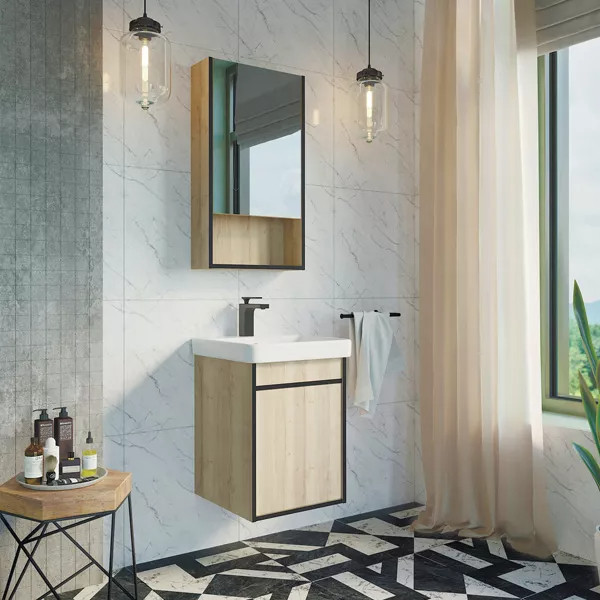 Шкаф зеркальный Comforty Вена 450x150x800 дуб дымчатый (00-00006652)
