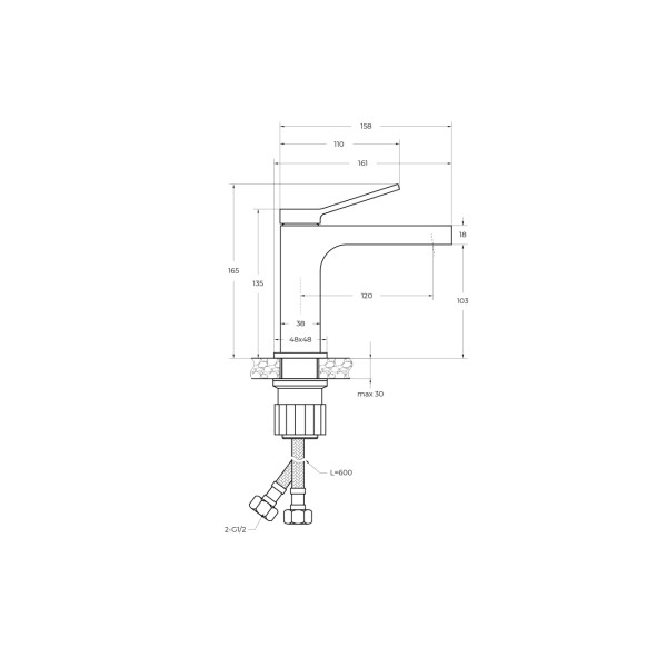 Смеситель для раковины BelBagno (ALBANO-LVM-CRM-W0)