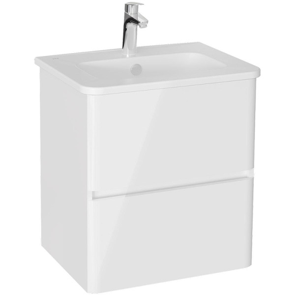 Тумба подвесная Vitra Mia Plus Round с 2 ящиками с раковиной 60 см цвет белый глянец (69816)