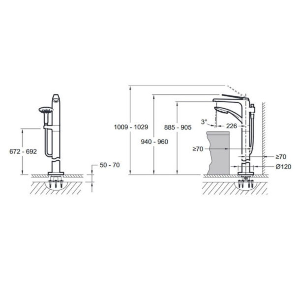 Смеситель напольный для ванны и душа Jacob Delafon хром (E97367-CP)