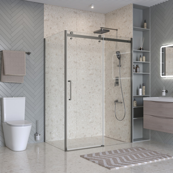 Душевой уголок BelBagno Marino 150x90x195 стекло прозрачное, профиль оружейная сталь матовая (MARINO-2-AH-1-150/90-C-GM)