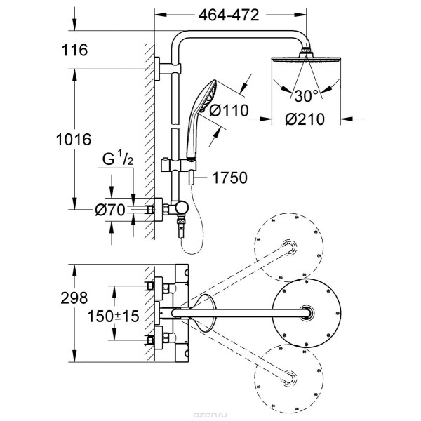 Система душевая Grohe Euphoria XXL System 210 (27964000)