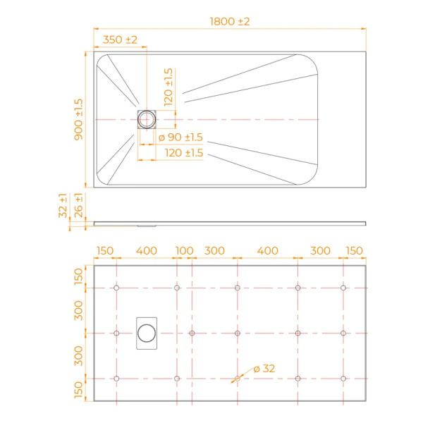 Душевой поддон RGW TSS-189W 90x180x2,6 белый (553502918-01)
