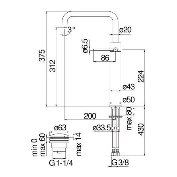 Смеситель для раковины Nobili VELIS черный (VE125158/2FLP)