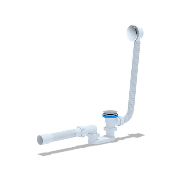 Обвязка для ванны АНИ с выпуском 1 1/2"*40 клик-клак, плоский сифон, с гибкой трубой 375*40/50, (грибок-сетка) АНИ пласт (EC055GS)