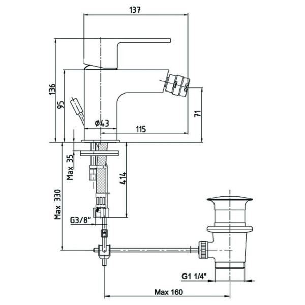 Смеситель для биде E.C.A Nita (102110151EX) Смеситель для биде E.C.A Nita (102110151EX)