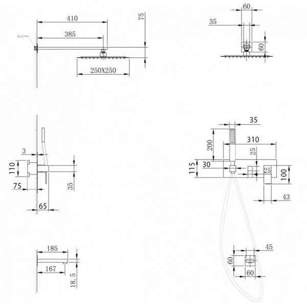 Душевая система Abber Daheim с изливом сатин (AF8217SP)
