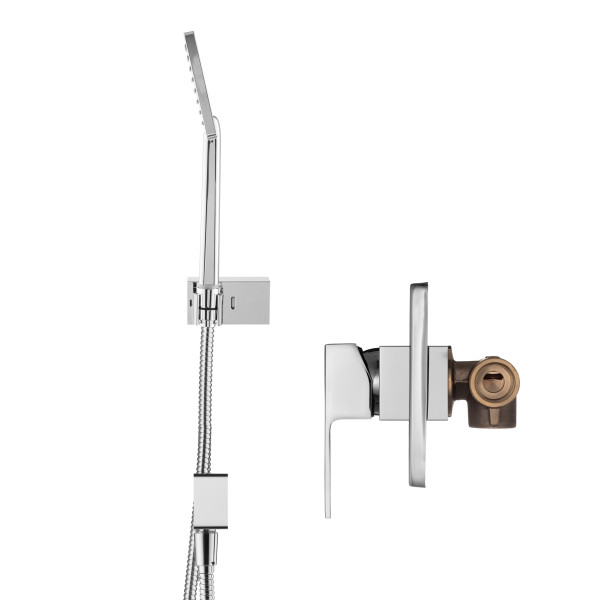 Смеситель для душа встраиваемый Swedbe Platta с душевым комплектом хром (5534)