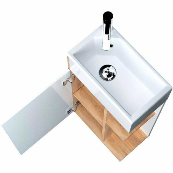 Тумба напольная 1Marka Laura 390*220*850 с раковиной, дуб сонома (У85930)