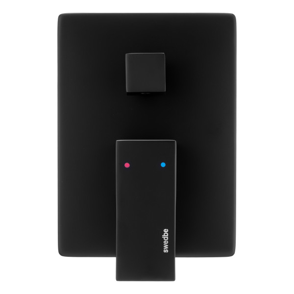 Смеситель для душа встраиваемый Swedbe Platta подключение на 2 выхода в монтажном боксе черный (5519B)