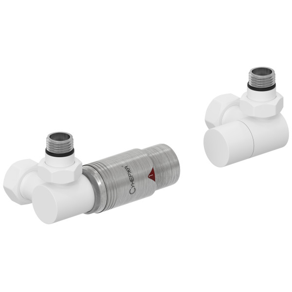 Терморегулятор автоматический Сунержа 1/2"х3/4" НР/НГ 3D левый, набор, матовый белый - сталь (30-1421-6205)