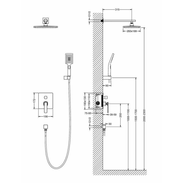Душевая система Timo Torne черная внешняя часть внутреняя часть (SX-4319/03SM) Душевая система Timo Torne черная внешняя часть внутреняя часть (SX-4319/03SM)