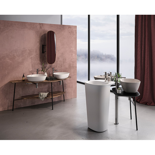 Cтолешница Vitra Plural 160 см под 2 раковины, массив, темный дуб (64043)