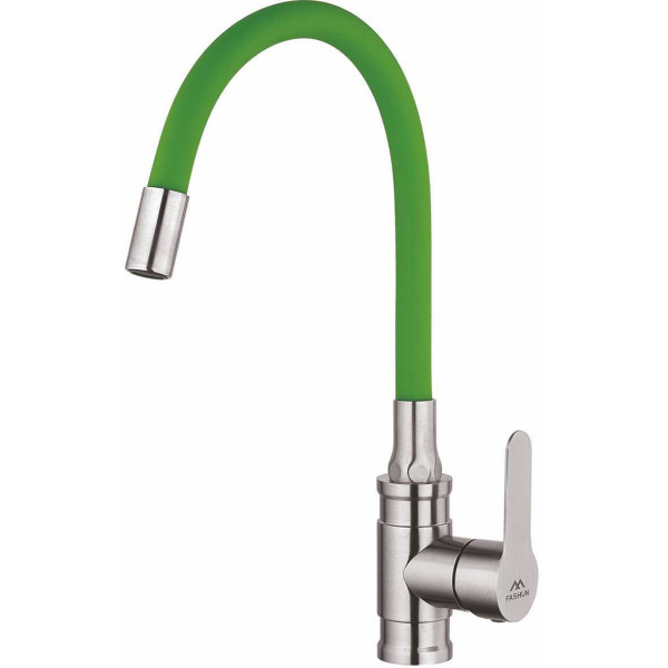 Смеситель для кухни Fashun с гибким изливом сатин/зеленый (A54401-6) Смеситель для кухни Fashun с гибким изливом сатин/зеленый (A54401-6)