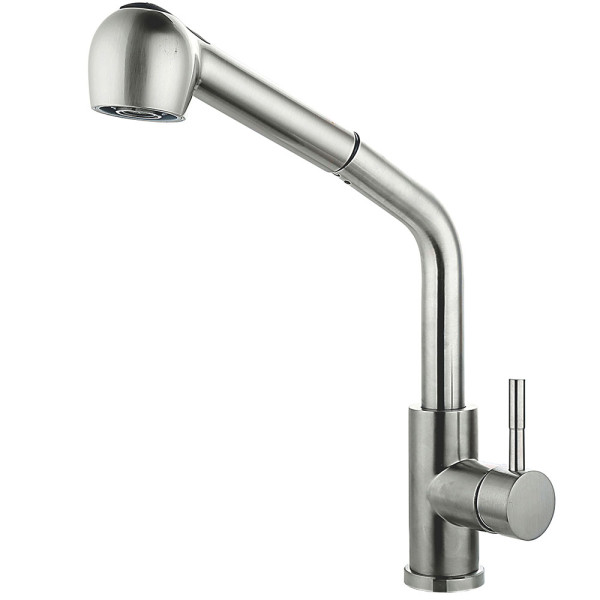 Смеситель для кухни Fashun с выдвижным изливом сатин (A56009)