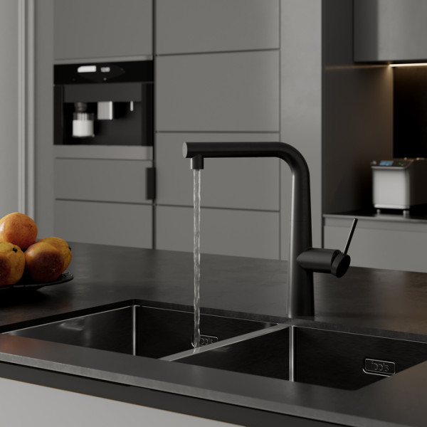 Смеситель для кухни Iddis Pure с каналом для фильтрованной воды, с выдвижным изливом черный (PURBLPFi05) Смеситель для кухни Iddis Pure с каналом для фильтрованной воды, с выдвижным изливом черный (PURBLPFi05)