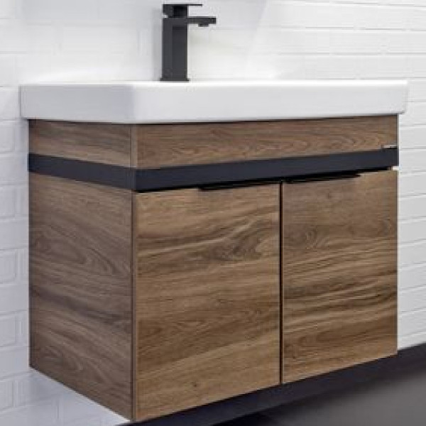 Тумба подвесная с раковиной Comforty Соло 700x145x800 дуб темно-коричневый (00-00010978)