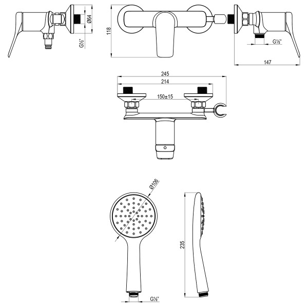 Смеситель для душа Lemark Ortus хром (LM11303C)