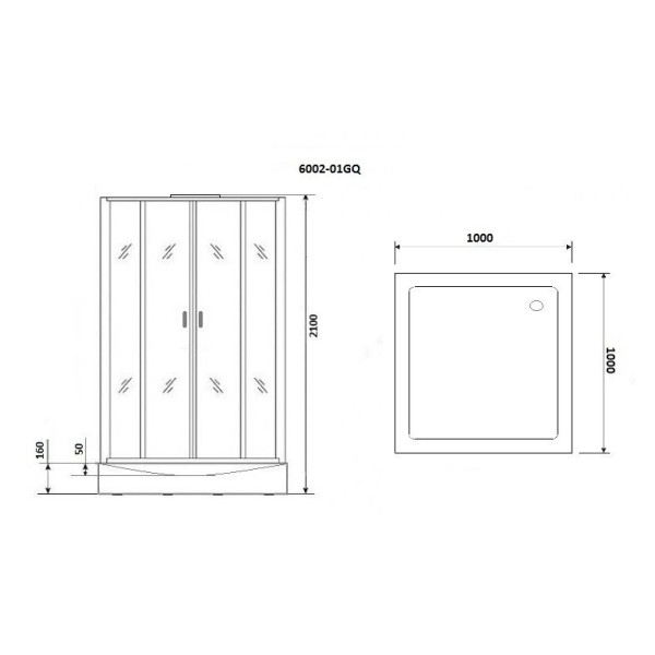 Душевая кабина Niagara с гидромассажем Premium 1000*1000*2100 стекло прозрачное, профиль хром (NG-6002-01GQ)