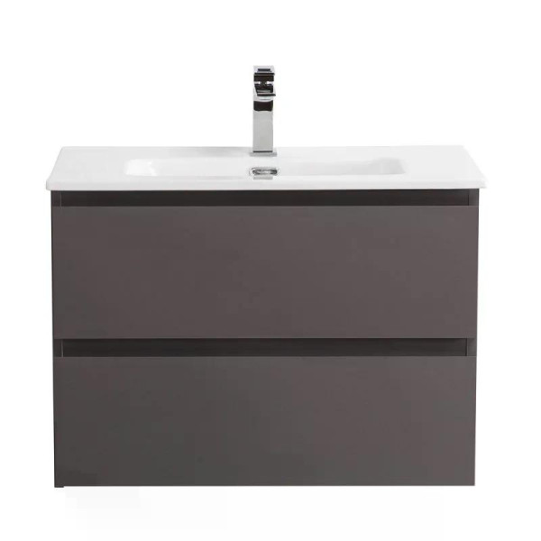 Тумба подвесная Cezares Kraft 700x455x500 с фрезерованными ручками по всей длине фасада с двумя выкатными ящиками Темно-Серый матовый (KRAFT-700-2C-SO