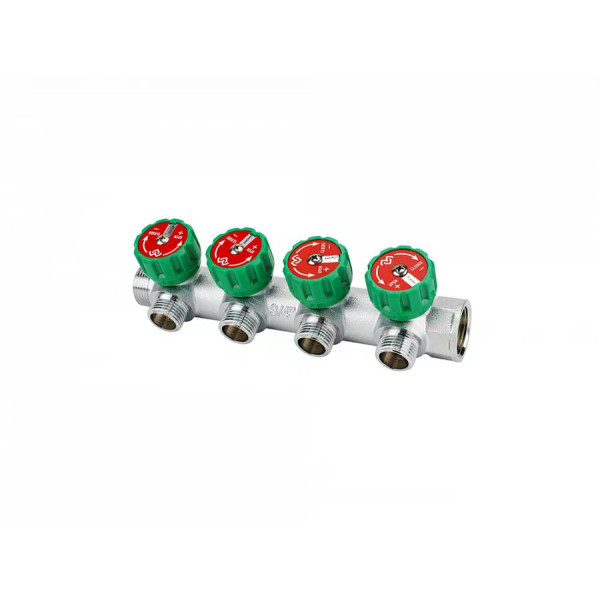 Коллектор 4 отв. регулируемый 3/4"x1/2" Varmega (хром) (VM146040