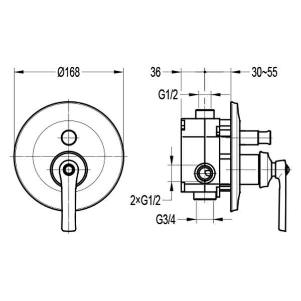 Смеситель для душа встраиваемый wedbe Terracotta Art подключение на 2 выхода терракота (темная бронза) (2517)