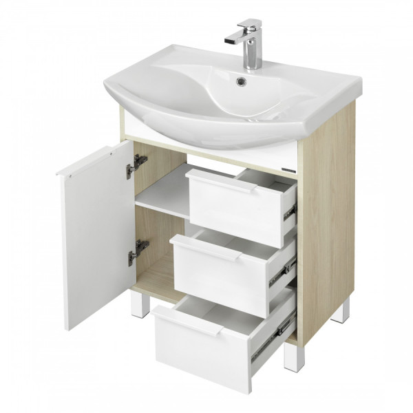 Тумба напольная Aquaton Рико 594x720x309 белый, ясень фабрик (1.A213.3.01R.IB9.0)