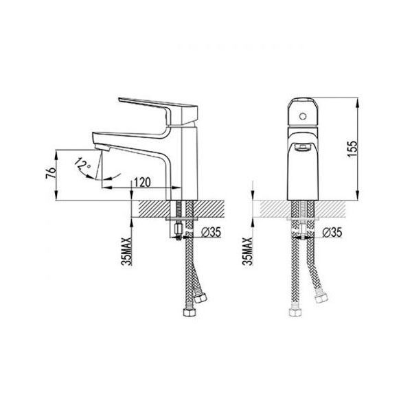 Смеситель для раковины SMARTsant Инлайн с гигиеническим душем (SM103511AA)