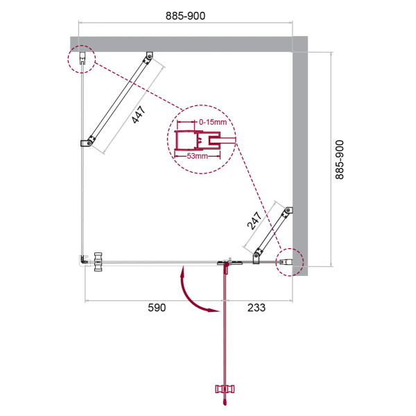 Душевой уголок BelBagno Kraft 90x90 стекло прозрачное, профиль хром (KRAFT-A-12-90-C-Cr-R)