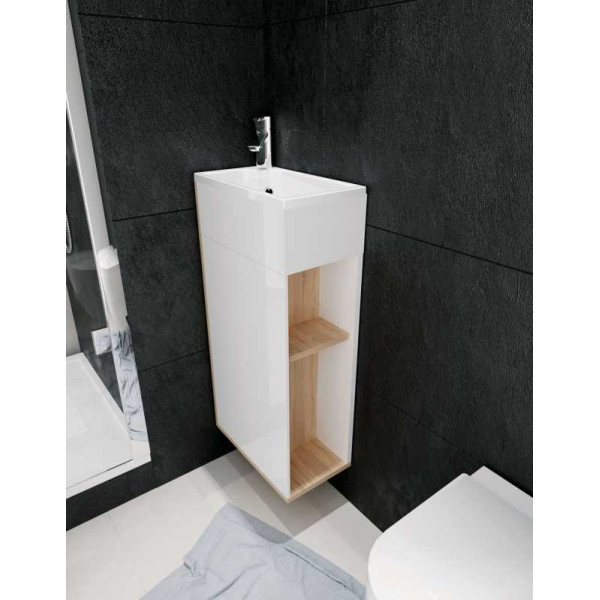 Тумба напольная 1Marka Laura 390*220*850 с раковиной, дуб сонома (У85930)