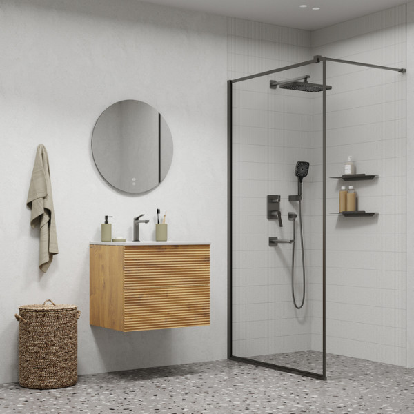 Душевая система Iddis Parker с тропическим и ручным душем и изливом матовый графит (PARGM03i68)