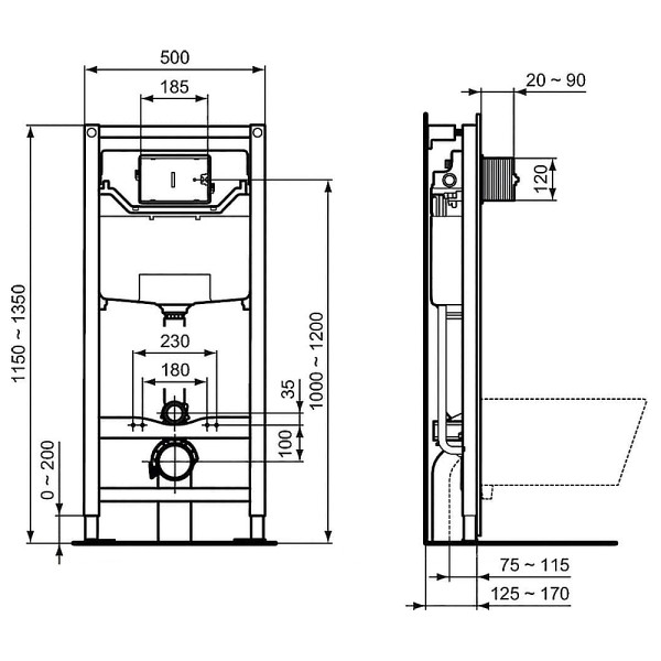 Инсталляция для подвесного унитаза Ideal Standard Prosys (R0204промо) Инсталляция для подвесного унитаза Ideal Standard Prosys (R0204промо)