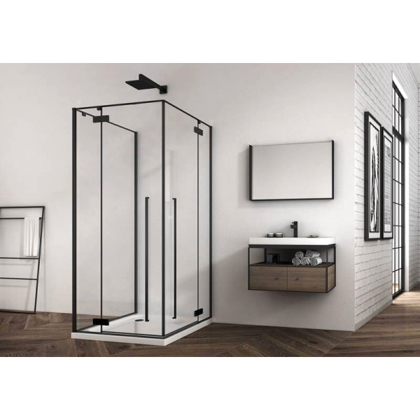 Душевой уголок Abber Eins 90x90x195 стекло прозрачное, профиль черный (AG06099B) Душевой уголок Abber Eins 90x90x195 стекло прозрачное, профиль черный (AG06099B)