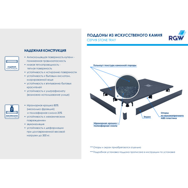 Душевой поддон RGW ST-G 80x150 белый (16152815-02) Душевой поддон RGW ST-G 80x150 белый (16152815-02)