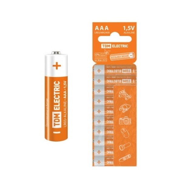 Элемент питания TDM LR03 AAA Alkaline 1,5V SC-10 (10 шт) (SQ1702-0057) Элемент питания TDM LR03 AAA Alkaline 1,5V SC-10 (10 шт) (SQ1702-0057)