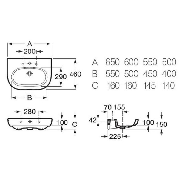 Раковина подвесная Roca Meridian-N 55х46 (327243000)