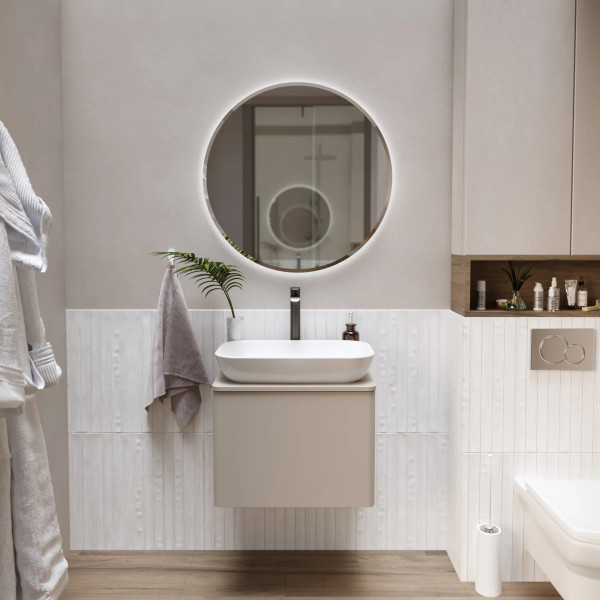 Тумба подвесная 1Marka Vortex  800x500x50 (орех каньон коньяк/латте фактурный) (Ц0000031564)